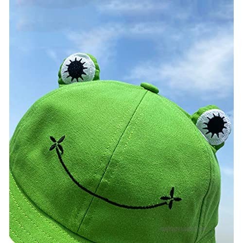 Sheshowbwing Frog Bucket Hat Sun Hat Summer Packable Cotton Wide Brim Fisherman Hat for Women