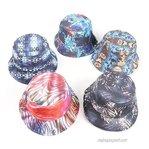 Sivilady Packable Tie Dye Print Bucket Hat Unisex Summer Fisherman Cap Sun Hat