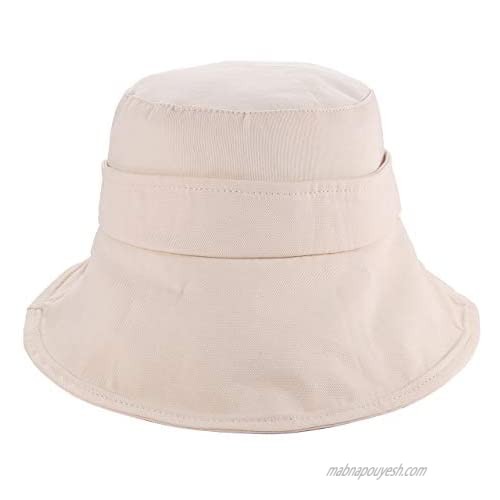 Summer Cotton Bucket Hat for Women Wide Brim Outdoor Sports Sun Hats with Butterfly Knotted Bow