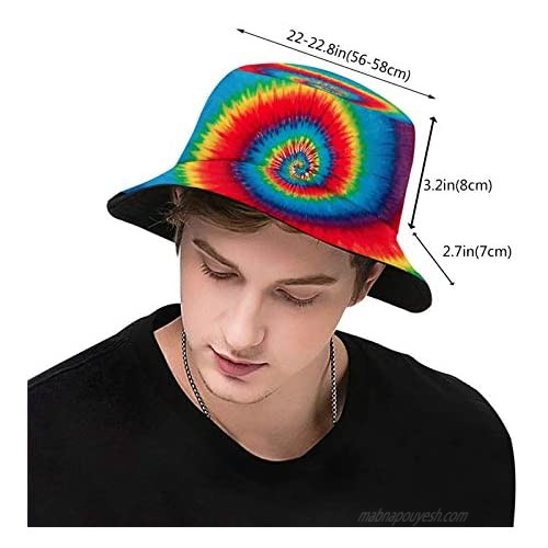Tie Dye Rainbow Unisex Bucket Hat Fashion Print Summer Fisherman Cap Outdoor Beach Sun Hat for Men Women