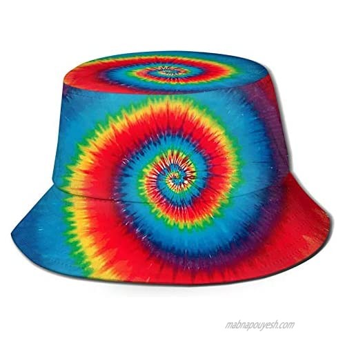 Tie Dye Rainbow Unisex Bucket Hat Fashion Print Summer Fisherman Cap Outdoor Beach Sun Hat for Men Women