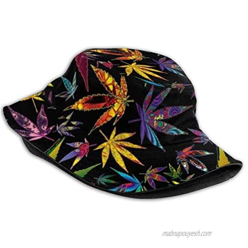 Trippy Multi Marijuana Leaf Weed Bucket Hat Unisex Sun Hat Fisherman Packable Trave Cap Fashion Outdoor Hat