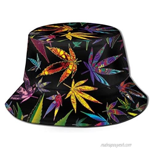 Trippy Multi Marijuana Leaf Weed Bucket Hat Unisex Sun Hat Fisherman Packable Trave Cap Fashion Outdoor Hat