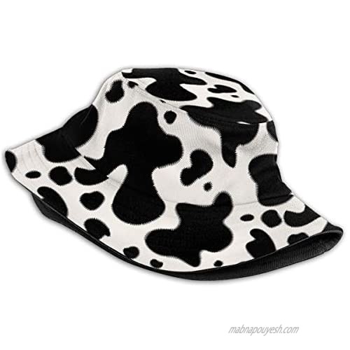 Unisex Cow Seamless Pattern Print Travel Bucket Hat Summer Fisherman Cap Sun Hat