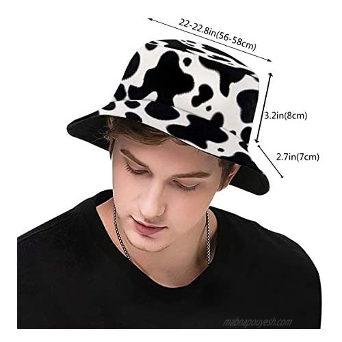 Unisex Cow Seamless Pattern Print Travel Bucket Hat Summer Fisherman Cap Sun Hat
