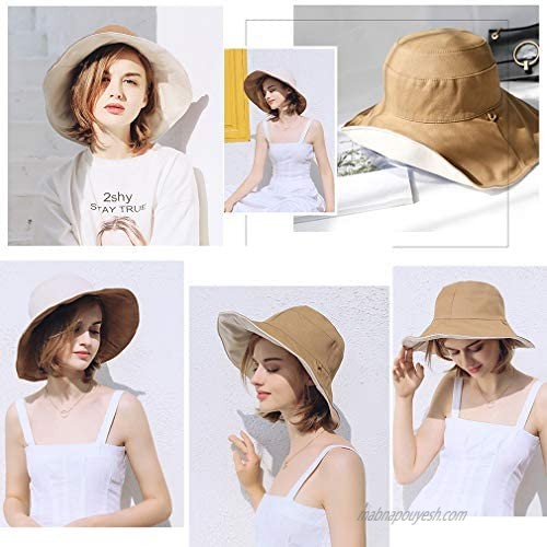 Women Wide Brim Bucket Hats UV Sun Protection Hat Foldable Bucket Outdoor Hat