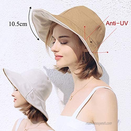Women Wide Brim Bucket Hats UV Sun Protection Hat Foldable Bucket Outdoor Hat