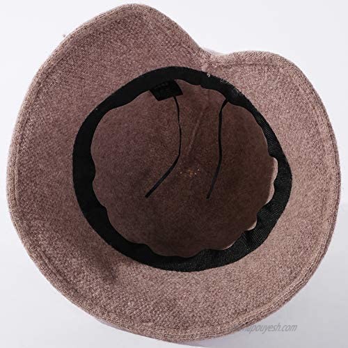 Women Wool Felt Vintage 1920’s Church Cloche Bowler Bucket Hats Winter Crushable