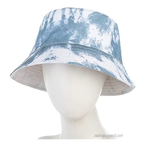 Women's Tie Dye Bucket Hat Double-Side-Wear Packable Reversible Multicolored Sun Hat