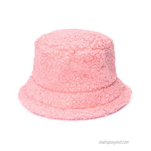 xperry Women Girls Winter Bucket Hat Curly Faux Fur Lambskin Fisherman Cap Warm Hat