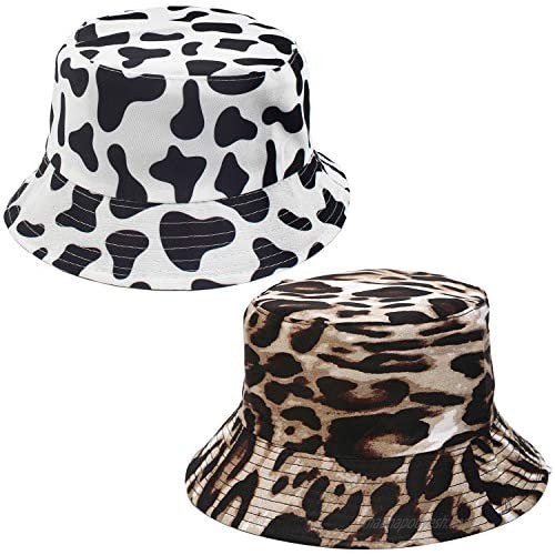 XYIYI 2Pcs Cute Bucket Hat Funny Beach Fishing Hats for Women  Reversible Double-Side-Wear