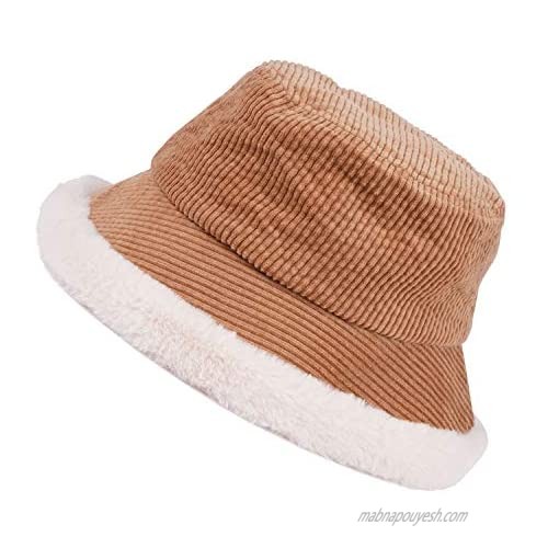 YYDiannaWu Women’s Corduroy Bucket Hats Fall Winter Fisherman Hats