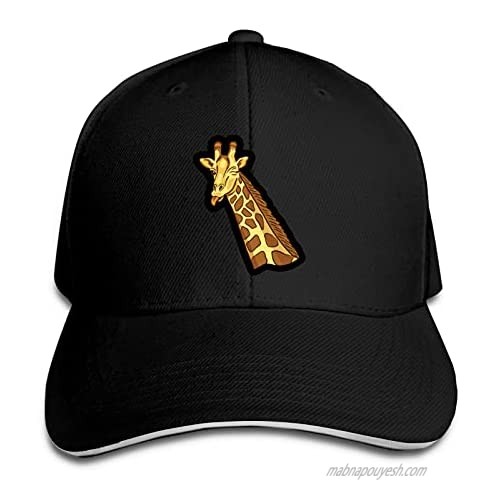 Giraffe Funny Head Hat Funny Neutral Printing Truck Driver Cap Cowboy Hat Adjustable Skullcap Dad Hat for Men and Women Black