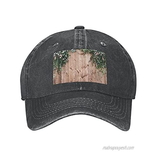 Leaves Floral on Rustic Wood Adult Casual Cowboy HAT Mens Adjustable Baseball Cap Hats for MENLeaves Floral on Rustic Wood Black