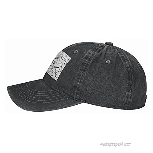 NOTZERO Physics Print Adult Casual Cowboy HAT Mens Adjustable Baseball Cap Hats for MENPhysics Print Black