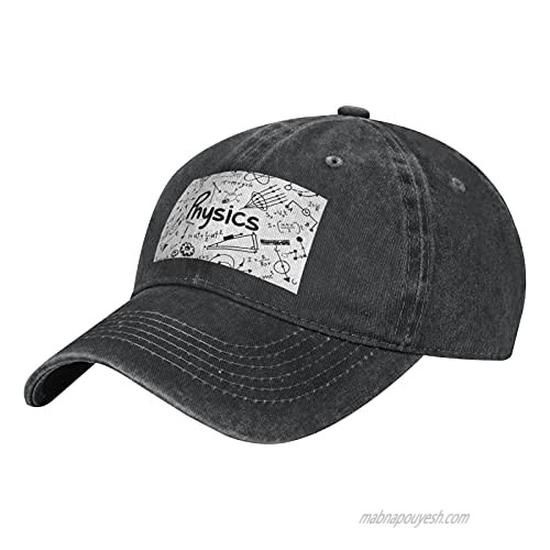 NOTZERO Physics Print Adult Casual Cowboy HAT Mens Adjustable Baseball Cap Hats for MENPhysics Print Black