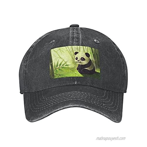 Panda and Bamboo Adult Casual Cowboy HAT Mens Adjustable Baseball Cap Hats for MENPanda and Bamboo Black