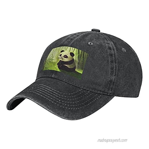Panda and Bamboo Adult Casual Cowboy HAT  Mens Adjustable Baseball Cap  Hats for MENPanda and Bamboo Black