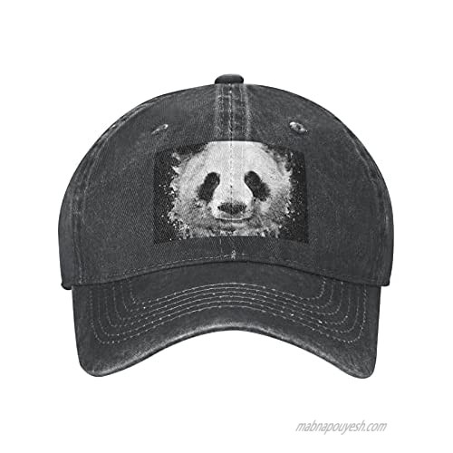 Panda on Black Adult Casual Cowboy HAT Mens Adjustable Baseball Cap Hats for MENPanda on Black