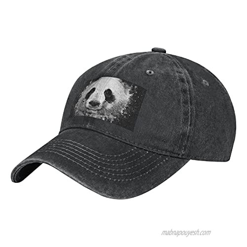 Panda on Black Adult Casual Cowboy HAT  Mens Adjustable Baseball Cap  Hats for MENPanda on Black