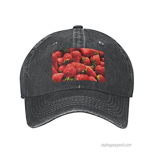 Red Strawberry Adult Casual Cowboy HAT Mens Adjustable Baseball Cap Hats for MENRed Strawberry