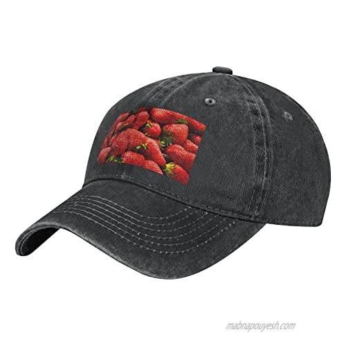 Red Strawberry Adult Casual Cowboy HAT  Mens Adjustable Baseball Cap  Hats for MENRed Strawberry