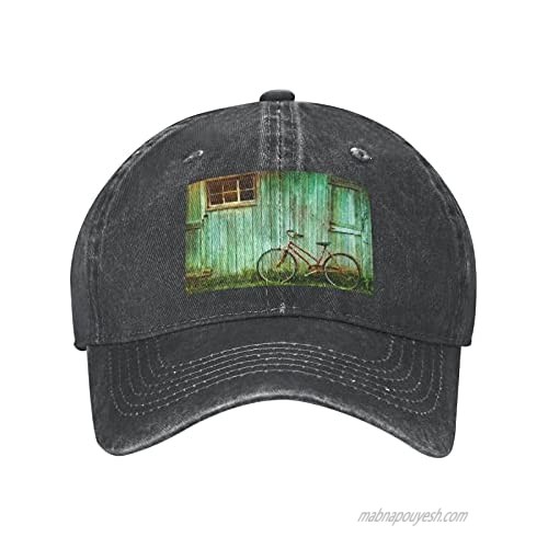 Vintage Window with Bicycle Adult Casual Cowboy HAT Mens Adjustable Baseball Cap Hats for MENVintage Window with Bicycle Black