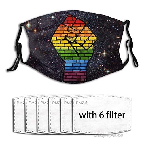 2Pcs Rainbow BLM Black Lives Matter Anti Dust Face Mask with 6 Filter