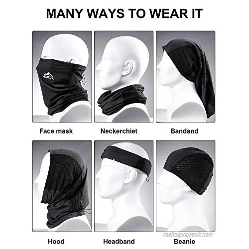 4 Pieces Summer Neck Gaiter Adjustable Face Cover Scarf Breathable Sports Headbands Windproof Headwear Bandana for Men Women (Black Dark Gray)