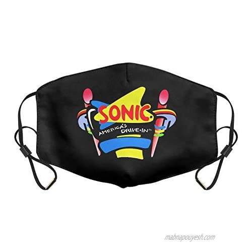 4Pack Womens Mens Sonic-Drive-in-America-Flash-Gold- Mouth Cover Casual Face Mask with Adjustable Ear Loops