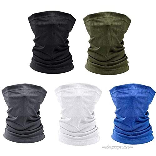 [5 Pack] Neck Gaiter Face Mask Scarf  Cooling Sun Protection Gaiters for Men Women