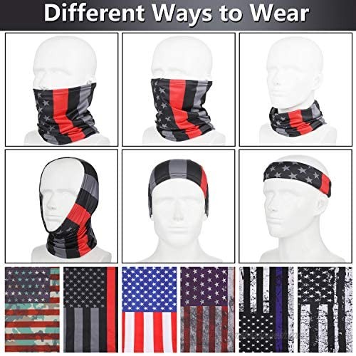 6 Pieces American Flag Face Cover Neck Gaiters US Flag Face Bandana Balaclava Sun UV Wind Protection for Winter Summer