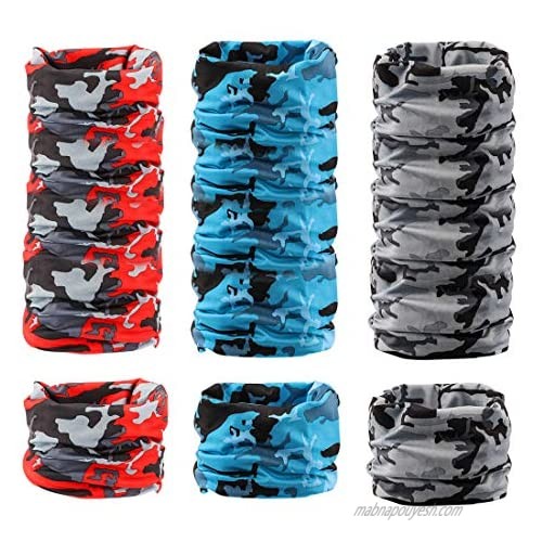 6 Pieces Sun UV Protection Face Mask Neck Gaiter Windproof Scarf Sunscreen Breathable Bandana Balaclava for Sport&Outdoor (6PACK-2)