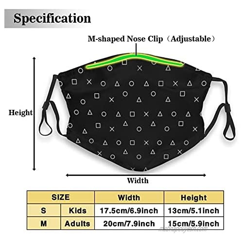 Abstract Playstation Buttons Face Mask with Filters Neck Gaiter Scarf Face Dustproof Wind Balaclava for Men Women