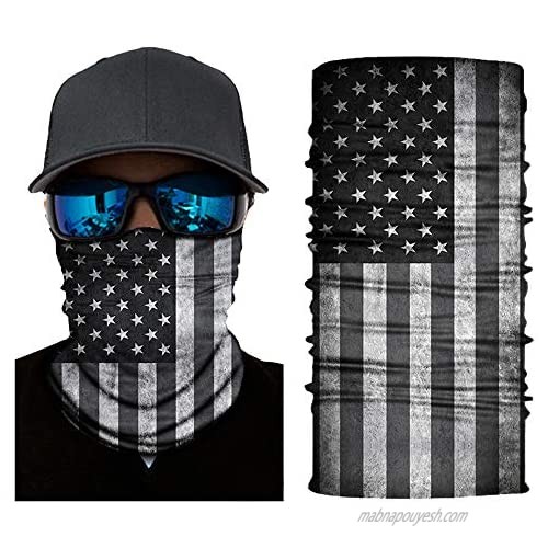 American Flag/Skull Neck Gaiter Face Mask Bandanas Face Covering Scarf Headwear Balaclava for Women Men