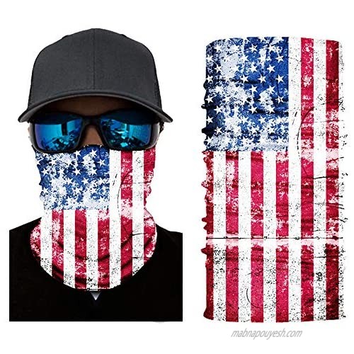 American Flag/Skull Neck Gaiter Face Mask Bandanas Face Covering Scarf Headwear Balaclava for Women Men
