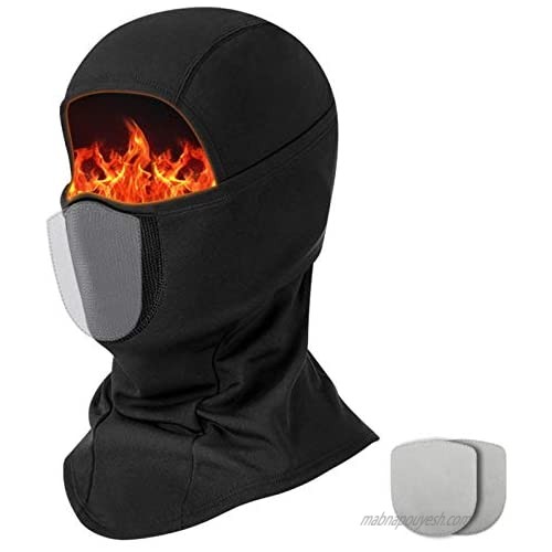 Balaclava Ski Mask for Men  Windproof Full Face Mask for Cold Weather Winter Skiing Snowboarding Motorcycling  with 2 Filters Black