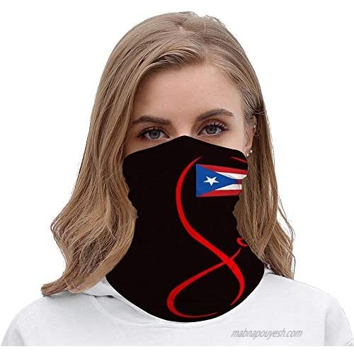 BDUN Love Puerto Rico Flag Boricua Puerto Rican Map Outdoor Seamless Face Mask Tube Bandana Multifunctional Neck Gaiter Scarf Headwear Color1 One Size