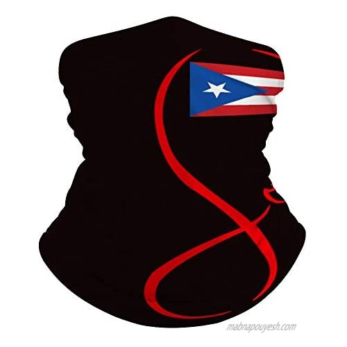 BDUN Love Puerto Rico Flag Boricua Puerto Rican Map Outdoor Seamless Face Mask Tube Bandana Multifunctional Neck Gaiter Scarf Headwear  Color1  One Size