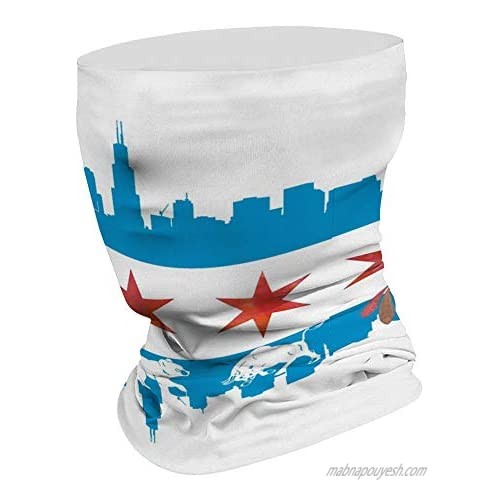 Chicago Flag Skyline Bear Bull Outdoor Seamless Face Mask Tube Bandana Multifunctional Neck Gaiter Scarf Headwear