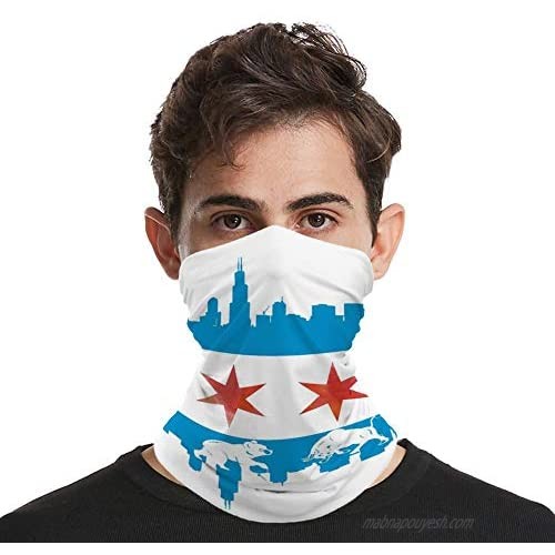 Chicago Flag Skyline Bear Bull Outdoor Seamless Face Mask Tube Bandana Multifunctional Neck Gaiter Scarf Headwear