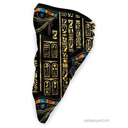 Eye Of Horus And Egyptian Hieroglyphs Pattern Face Nose And Mouth Dust Mask Scarf Balaclava Bandana Washable Cloth