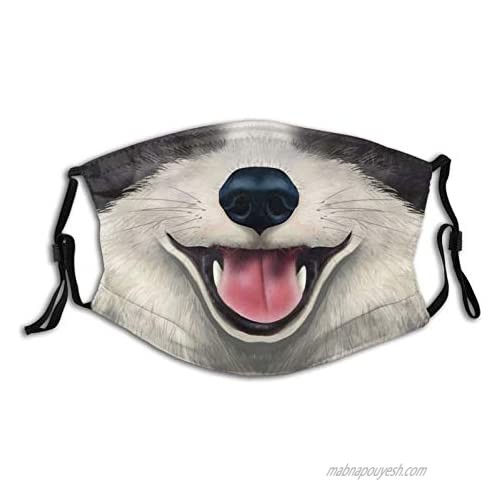 Funny Dog Fangs Face Mask  Dust-Proof Anime Dog Mouth Scarf Reusable Balaclava With 2 Filters