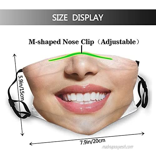 Funny Tooth Face Mask Reusable Washable Adjustable Balaclavas with 2 Pcs Filters Mouth Cover for Adult Youth Men Women