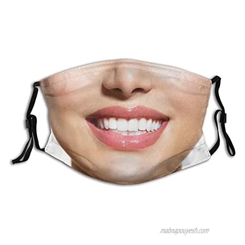 Funny Tooth Face Mask Reusable Washable Adjustable Balaclavas with 2 Pcs Filters Mouth Cover for Adult Youth Men Women