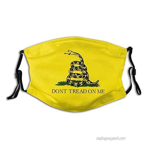 Gadsden Flag Face Mask With 2 Pcs Filters  Washable Reusable Scarf Balaclava For Men Women &Teenage Black