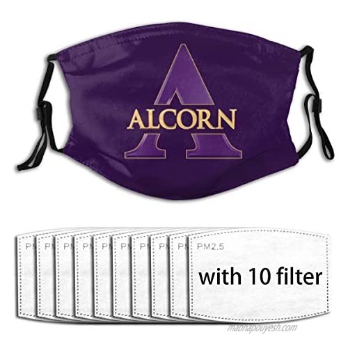 Genrics Adjustable Face Muffle Mouth Cover Unisex Breathable Balaclavas with 10 Filter for Alcorn University Football Fans