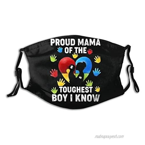 Gesdfwe Proud Mama of The Toughest Boy I Know Autism Face Mask for Adults Women Men Washable Reusable Mask Balaclavas