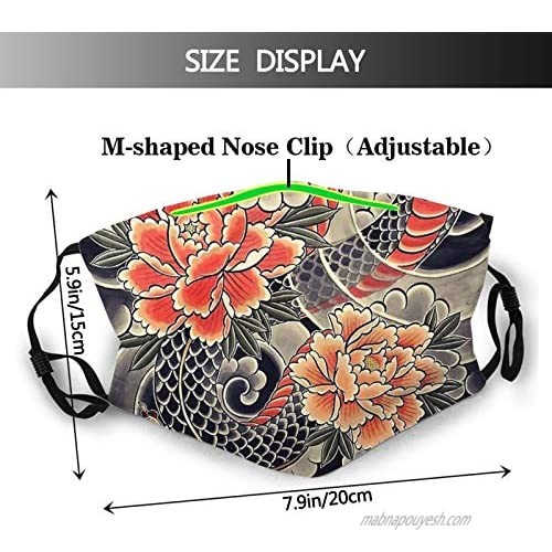 Japanese Samurai Oni Cloth Face Mask Comfortable Balaclavas Reusable Bandana Adjustable Scarf For Adult (With 2 Filters)