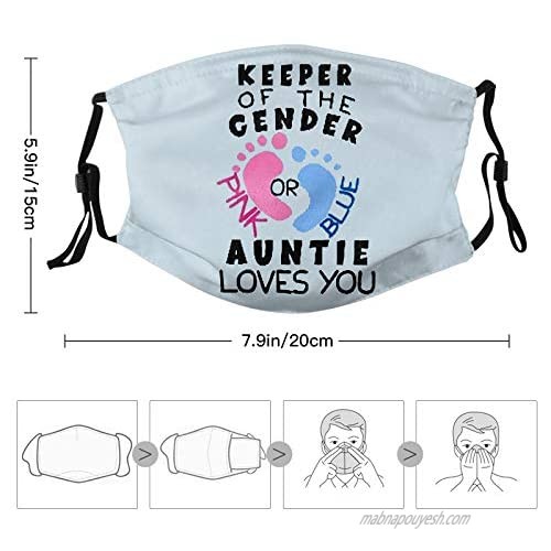 Keeper of The Gender Pink Or Blue Auntie Loves You Gender Reveal Face Mask Men Woman Reusable Anti Dust Adjustable Unisex Face Masks Breathable